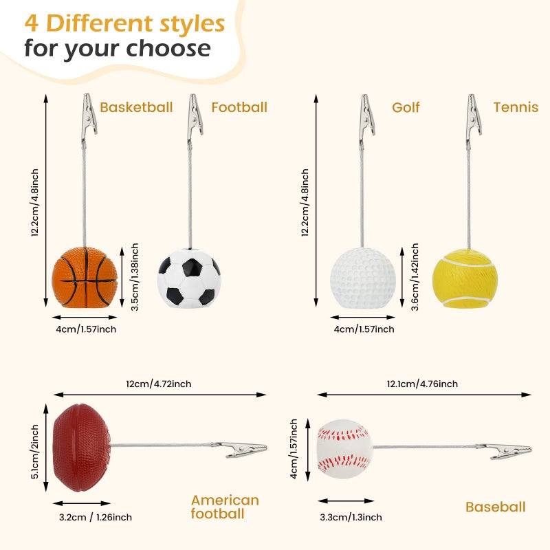 RONRONS 5 Pack Resin Ball Base Memo Clip Holder Stand Note Paper Clip Pictures Card Display with Alligator Clip,Golf - Image 3